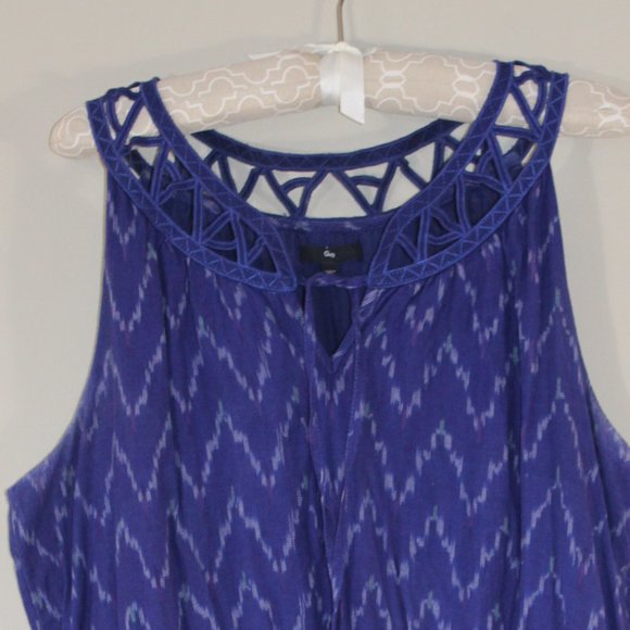 Gap A-line Triangle Cut Out Neckline Dress - Size Large, Majorca Blue, Side Zip - Picture 5 of 15